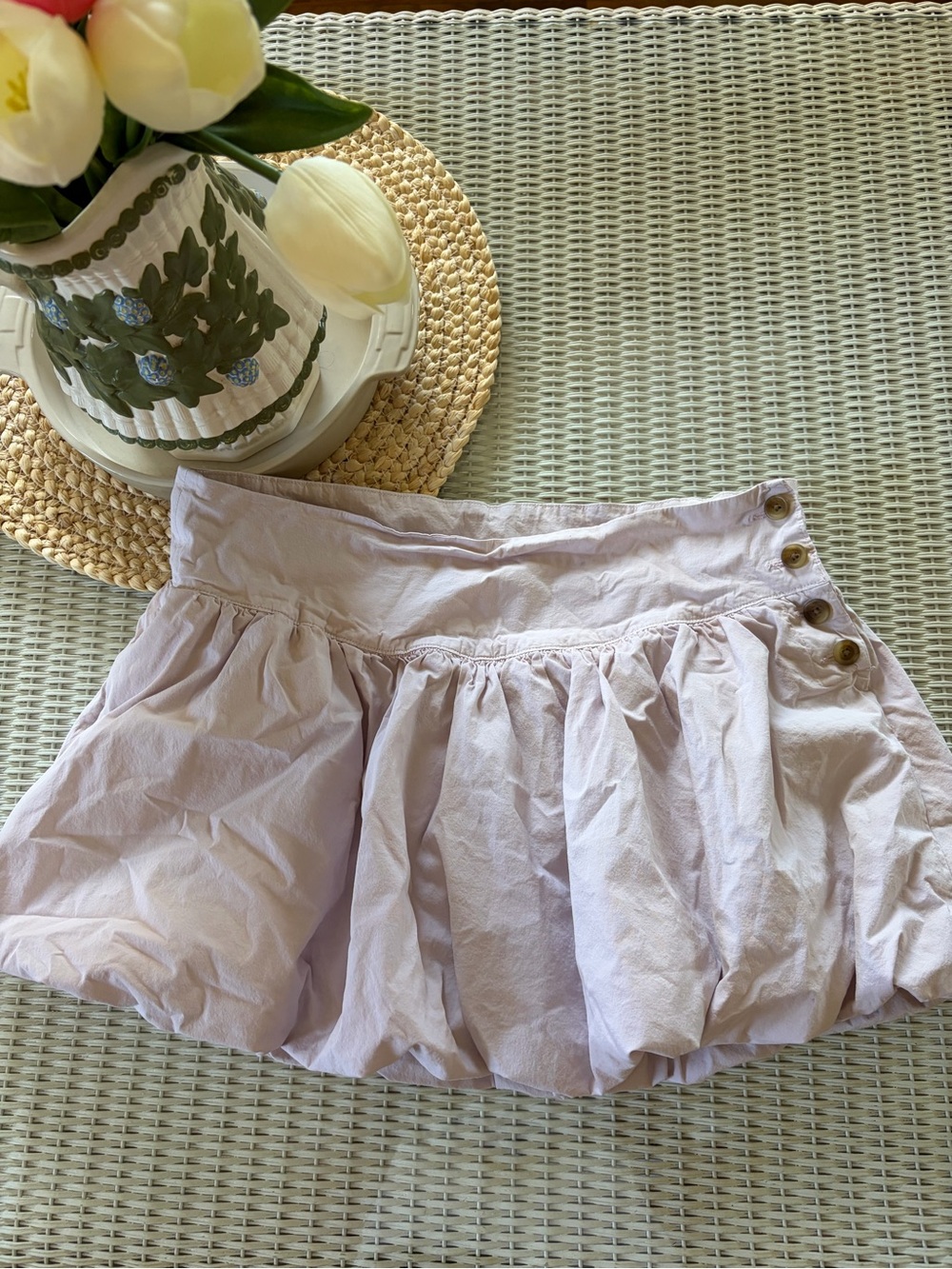 American Eagle Outfitters Light Lilac Bubble Skirt with Side Buttons